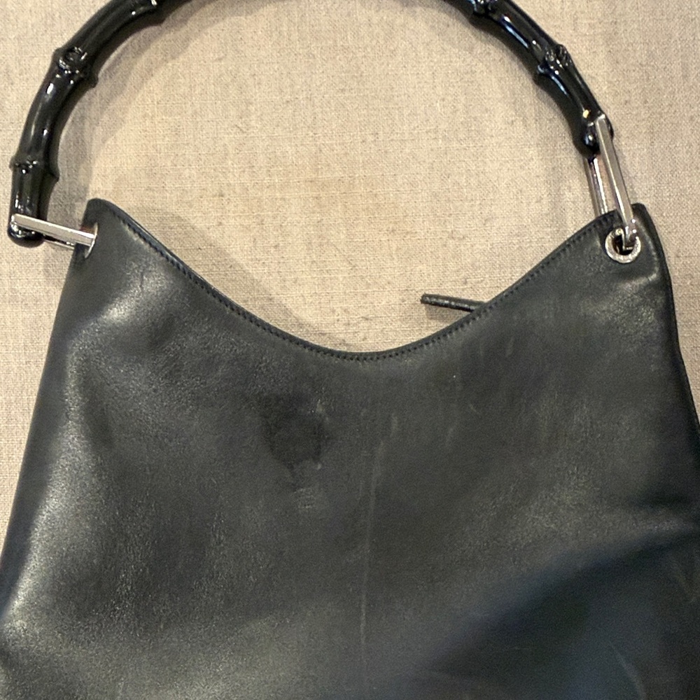 Gucci Black Leather Shoulder Bag with Bamboo Handle - Picture 8 of 8